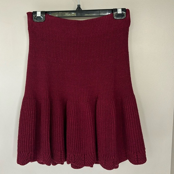 Anthropologie Leifnotes Fit & Flare Maroon Skirt, Size S. - Picture 1 of 5